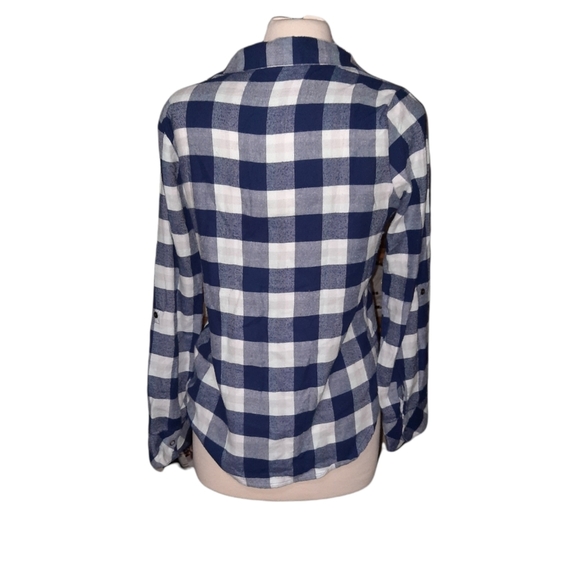 Make & Model S Button Down Plaid Shirt Woman Roll Tab Sleeve Flannel. Di… - Picture 4 of 5